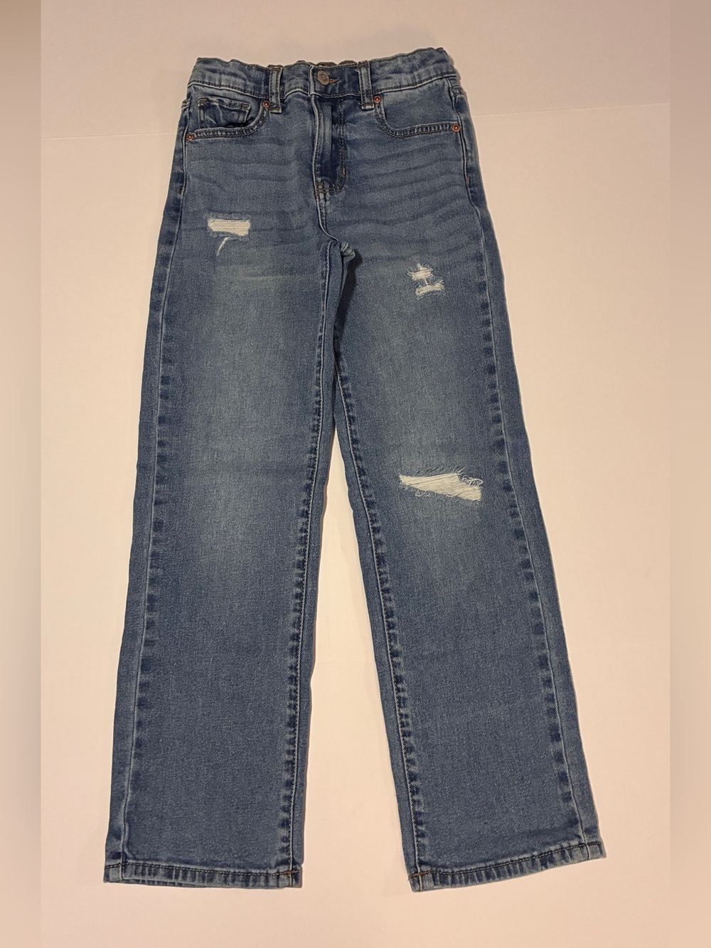 Jordache Straight Leg Distressed Jeans - Medium Blue
